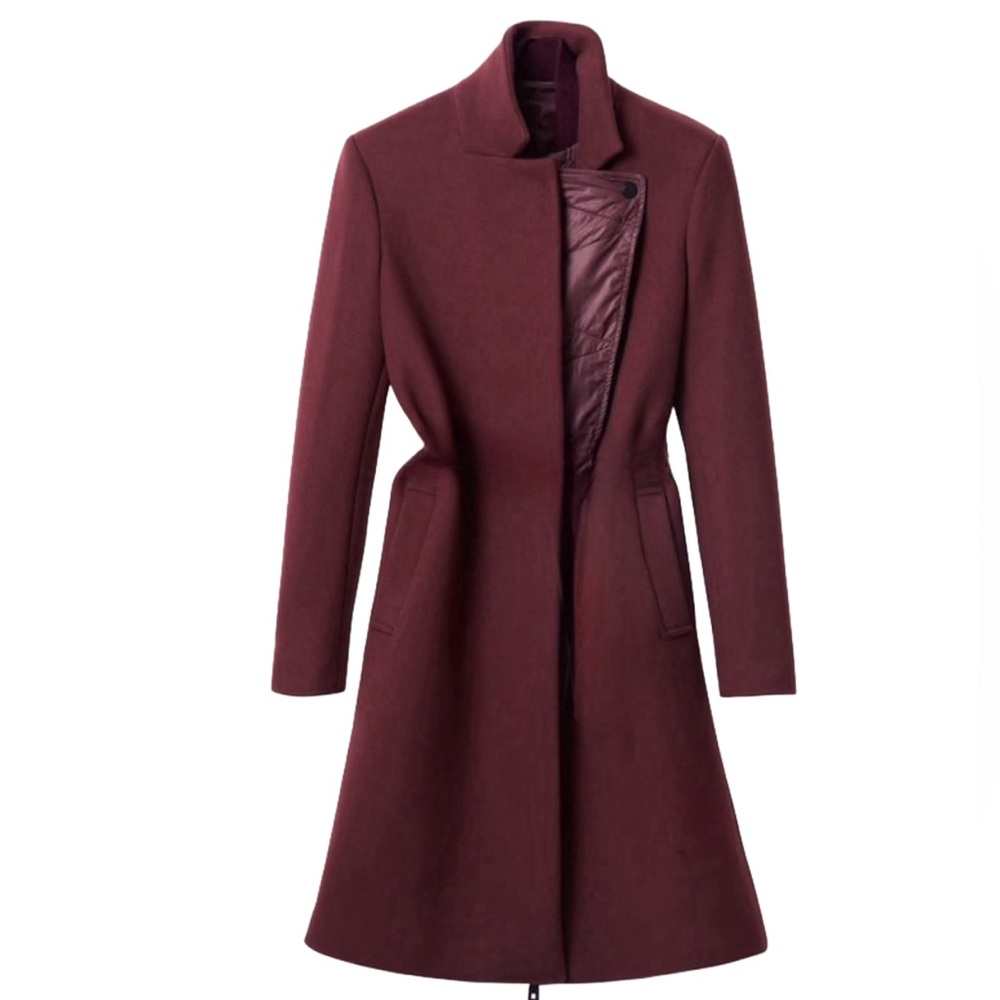 H&M STUDIO Wool Coat Puffer Lining - Size 2 - Burgundy - NWoT!